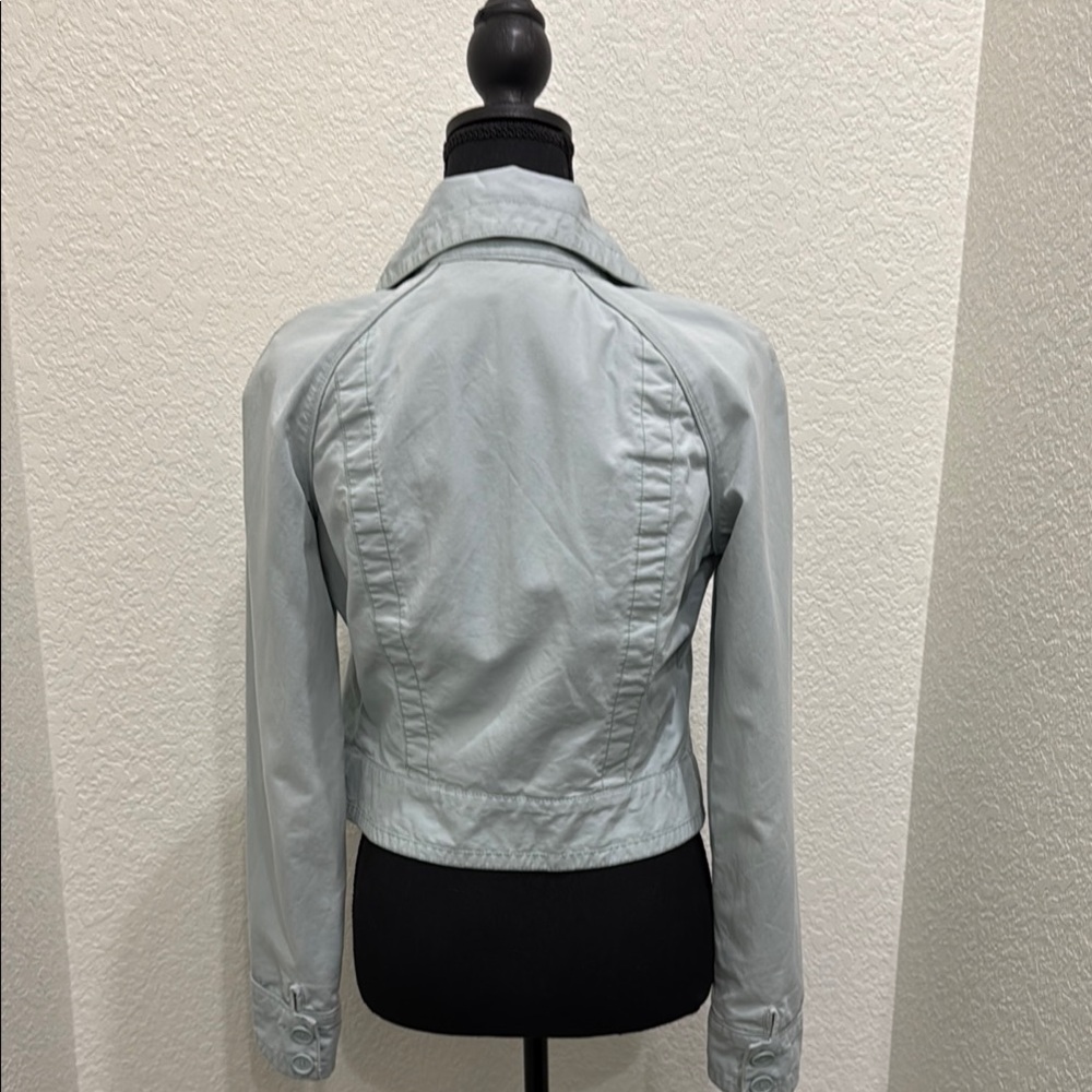 Abercrombie & Fitch Light Blue Cropped Jacket - Picture 3 of 4